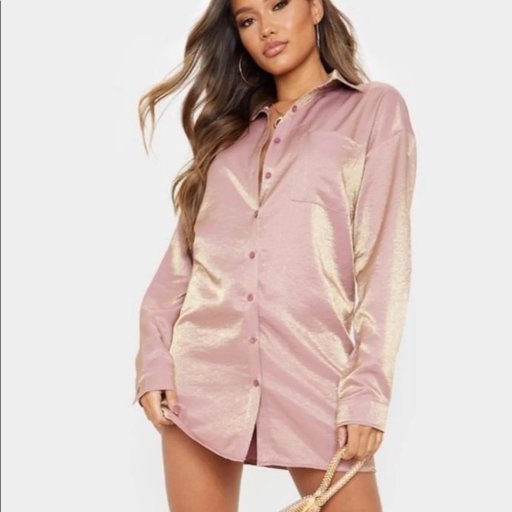 Dusty pink metallic dress